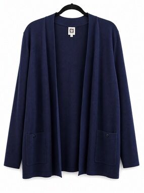 Anne Klein Navy Open Front Cardigan XL Workwear Office Classic Chic
